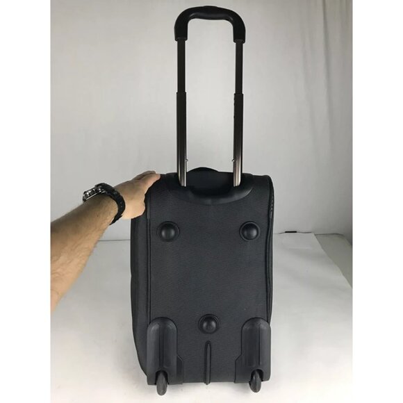 KKDK Unisex Adult‎ Black Gray Double Handles Pockets Trolley Duffle Luggage Bag - Picture 7 of 11